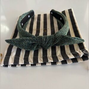 Lele Sadoughi Teal/Gold Shimmer Glitter Slim Women’s Bow Headband